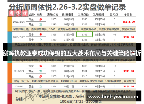 谢晖执教亚泰成功保级的五大战术布局与关键策略解析 谢晖执教亚泰成功保级的五大战术布局与关键策略解析