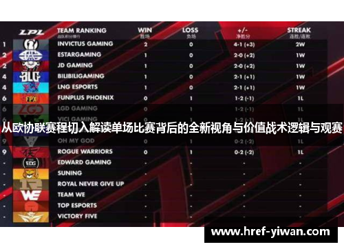 从欧协联赛程切入解读单场比赛背后的全新视角与价值战术逻辑与观赛 从欧协联赛程切入解读单场比赛背后的全新视角与价值战术逻辑与观赛